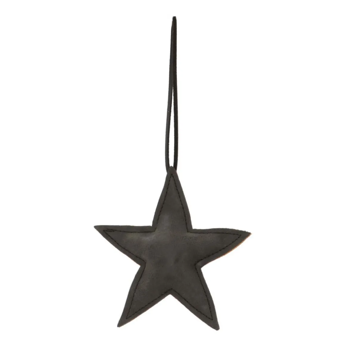 Weihnachtsbaumanhänger Stern, Schwarz, Leder, 12 Cm