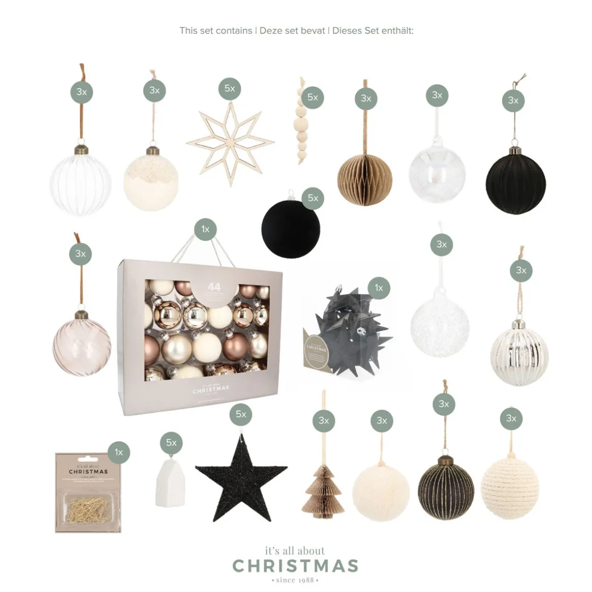 Weihnachtsbaumpaket 'Morning Mist': Natürliche Materialien Und Minimalistisches Design