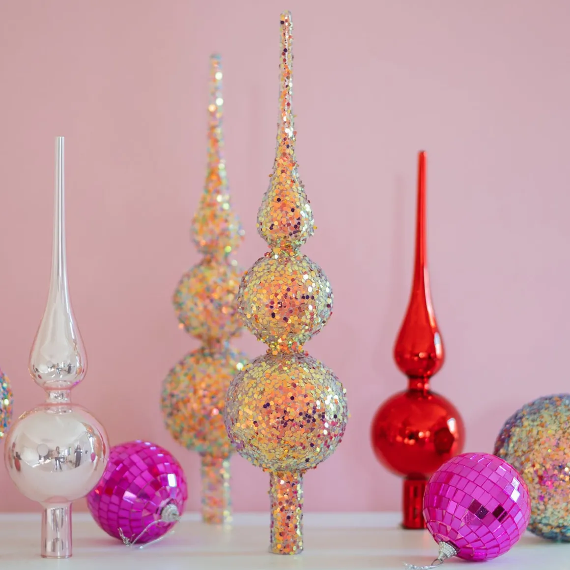 Weihnachtsbaumspitze Aus Glas Mit Galaxy-Glitzer