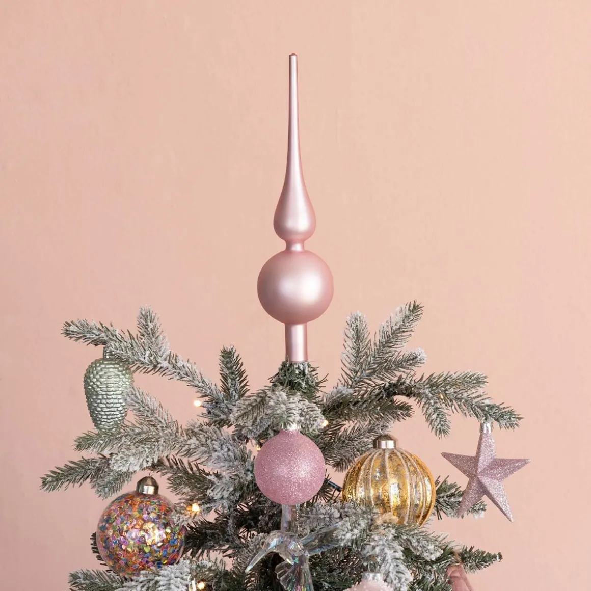 Weihnachtsbaumspitze Hellrosa Matt, Glas