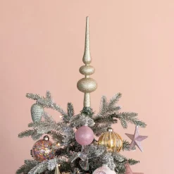 Weihnachtsbaumspitze Hellgold Mit Glitzer, Kunststoff