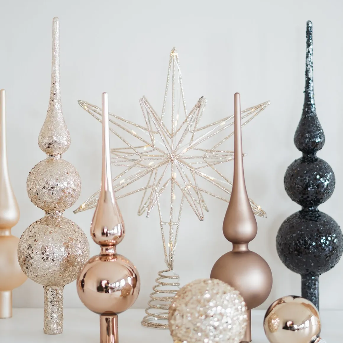 Weihnachtsbaumspitze Taupe Matt, Glas