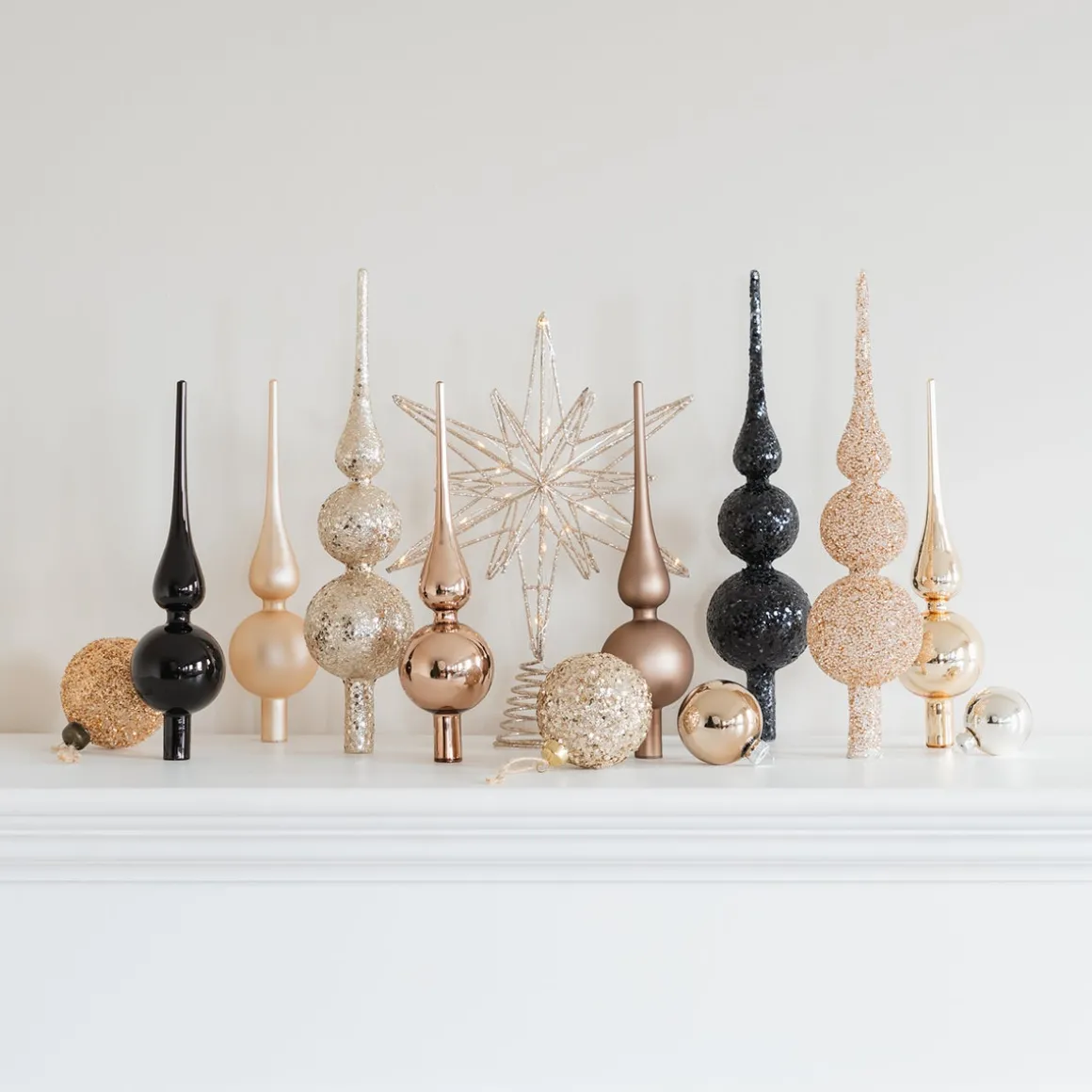 Weihnachtsbaumspitze Taupe Matt, Glas