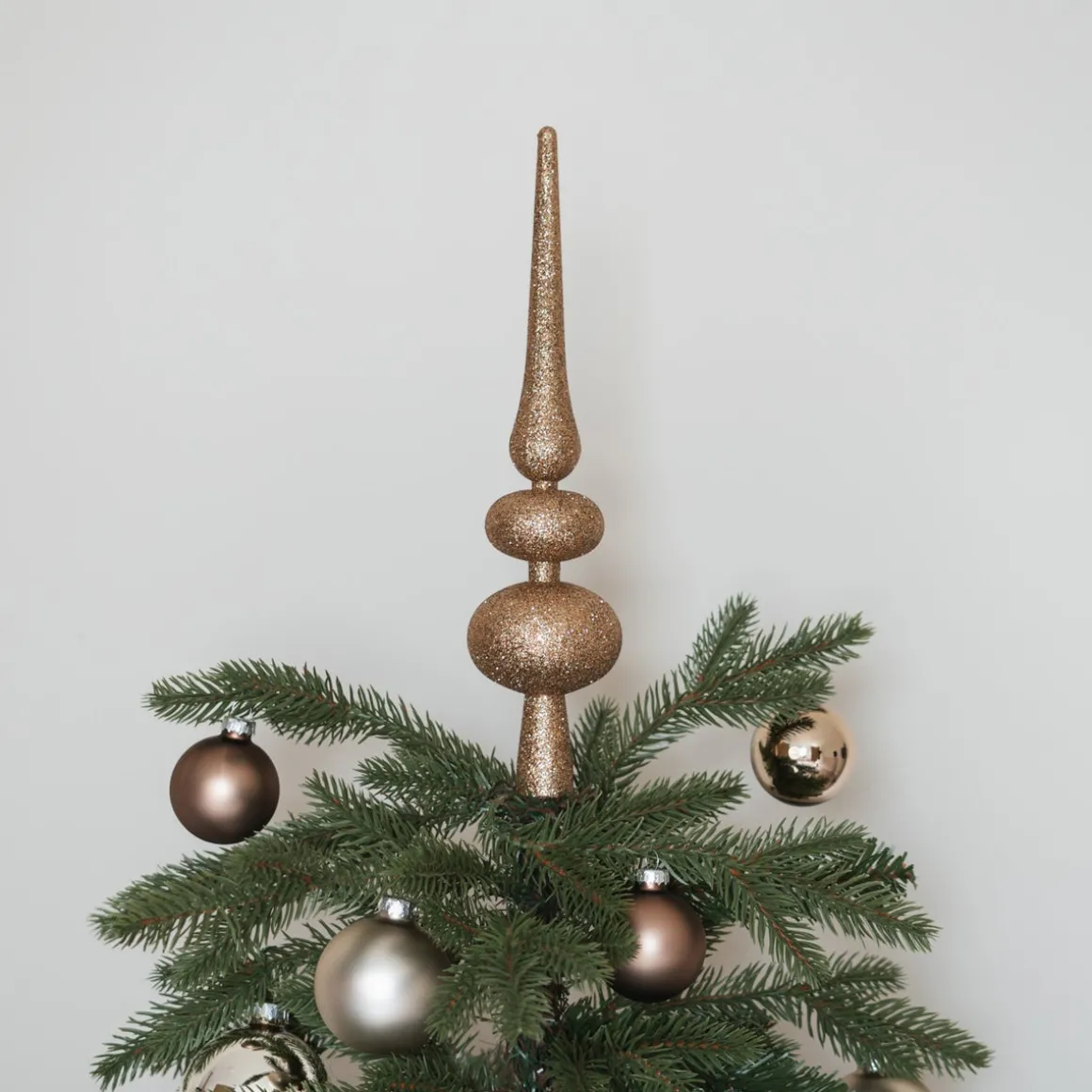 Weihnachtsbaumspitze, Taupe Mit Glitzer, Kunststoff, 30 Cm