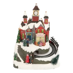 Weihnachtsdorf Bahnhof, LED-Beleuchtung & Musik, 19,5 Cm