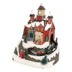 Weihnachtsdorf Bahnhof, LED-Beleuchtung & Musik, 19,5 Cm