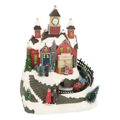 Weihnachtsdorf Bahnhof, LED-Beleuchtung & Musik, 19,5 Cm