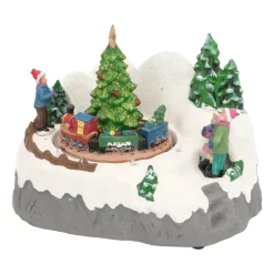 Weihnachtsdorf Rotierende Eisenbahn, LED-Beleuchtung & Musik, 17,5 Cm