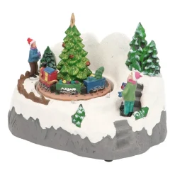 Weihnachtsdorf Rotierende Eisenbahn, LED-Beleuchtung & Musik, 17,5 Cm
