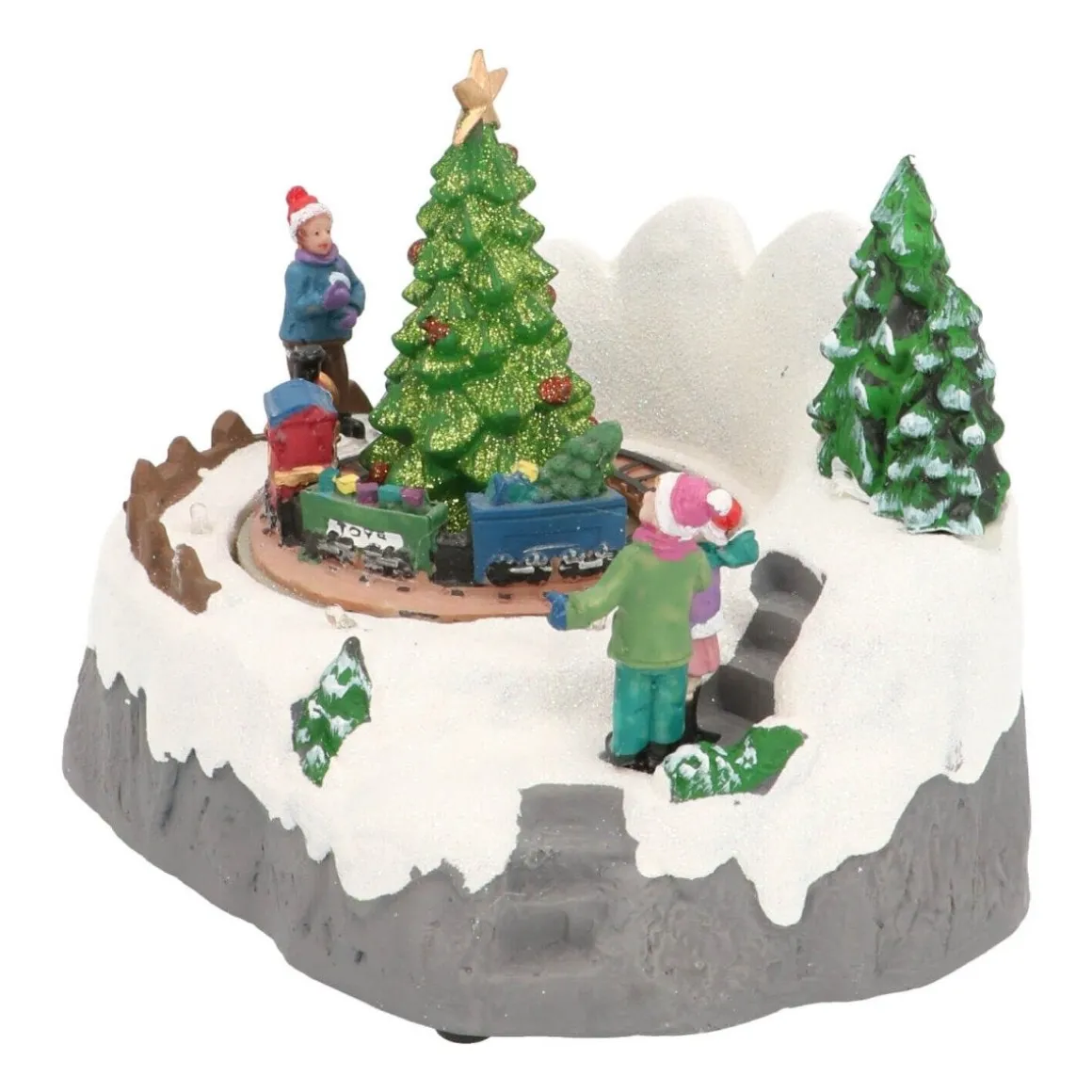Weihnachtsdorf Rotierende Eisenbahn, LED-Beleuchtung & Musik, 17,5 Cm