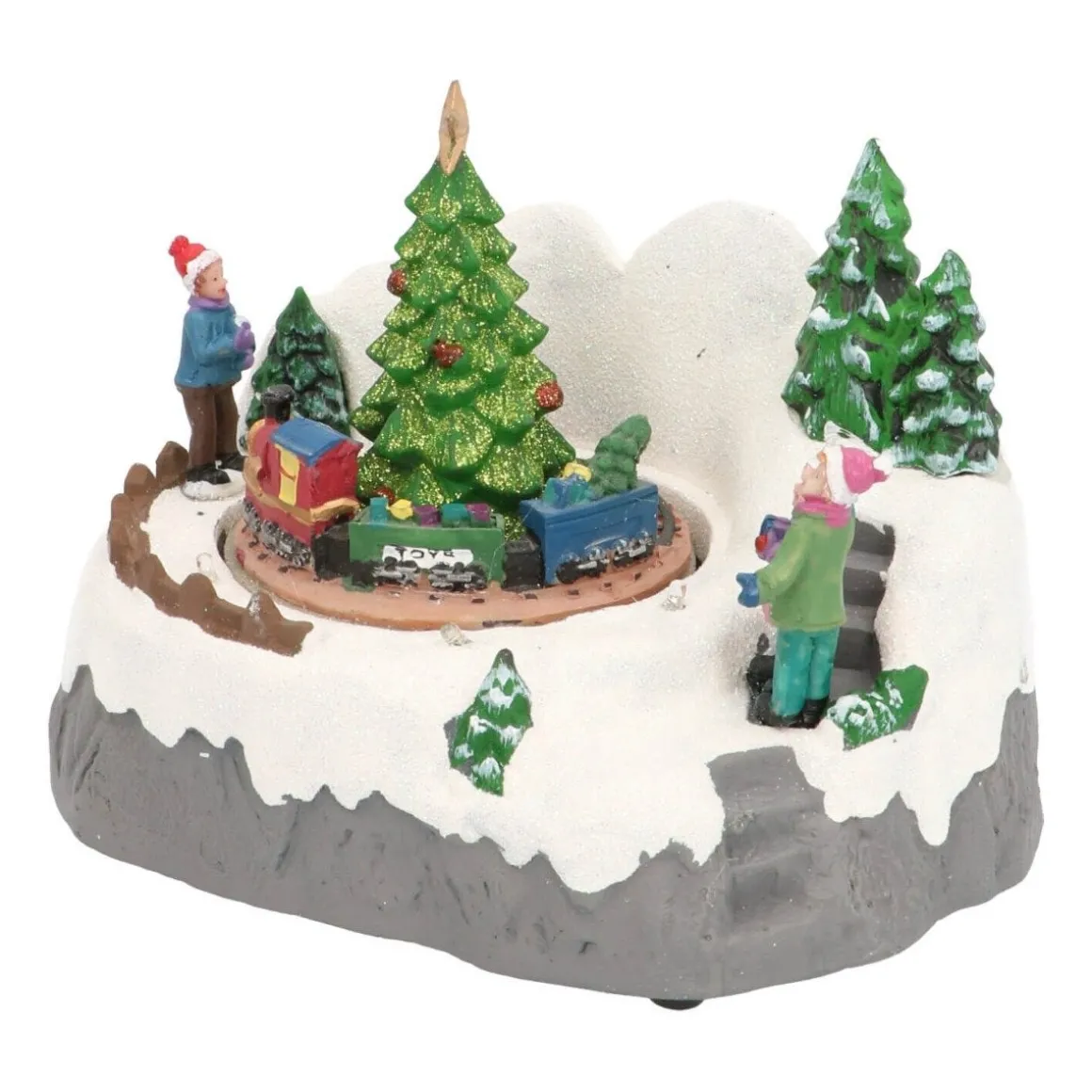 Weihnachtsdorf Rotierende Eisenbahn, LED-Beleuchtung & Musik, 17,5 Cm