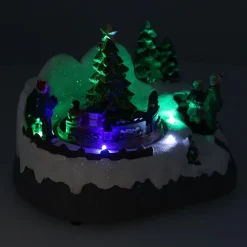 Weihnachtsdorf Rotierende Eisenbahn, LED-Beleuchtung & Musik, 17,5 Cm