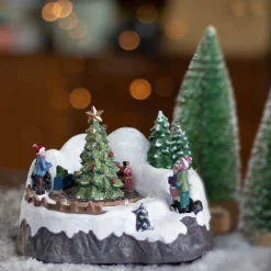 Weihnachtsdorf Rotierende Eisenbahn, LED-Beleuchtung & Musik, 17,5 Cm