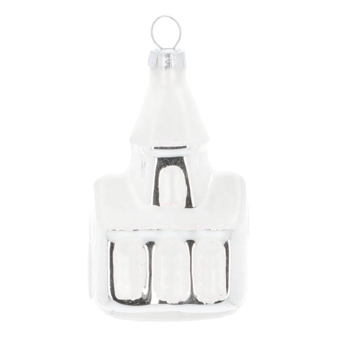 Weihnachtskirche Mit Schneebedecktem Dach, Silber, Glas, 8 Cm