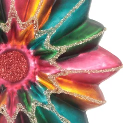 Weihnachtskugel Blume, Bunt, Glas, 9 Cm