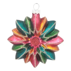 Weihnachtskugel Blume, Bunt, Glas, 9 Cm