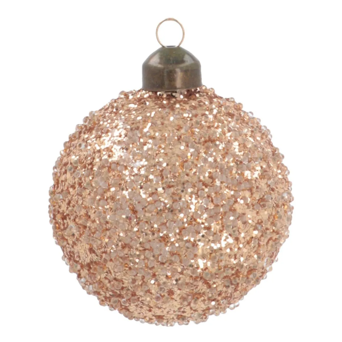 Weihnachtskugel Glitzer & Dekoperlen, Kupfer, Glas, 8 Cm