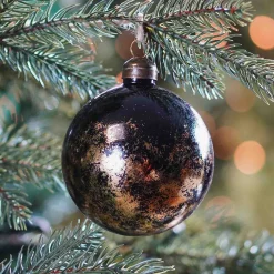 Weihnachtskugel Goldtupfen, Schwarz, Glas, 8 Cm