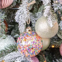 Weihnachtskugel Konfetti, Bunt, Glas, 8 Cm