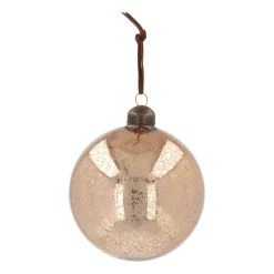 Weihnachtskugel Krakelee, Champagner, Glas, 10 Cm