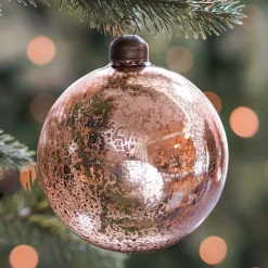 Weihnachtskugel Krakelee, Champagner, Glas, 10 Cm