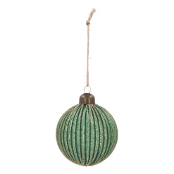 Weihnachtskugel Lampion, Dunkelgrün, Glas, 8 Cm