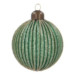 Weihnachtskugel Lampion, Dunkelgrün, Glas, 8 Cm