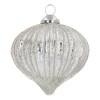 Weihnachtskugel Lampion In Zwiebelform, Altsilber, Glas, 8 Cm