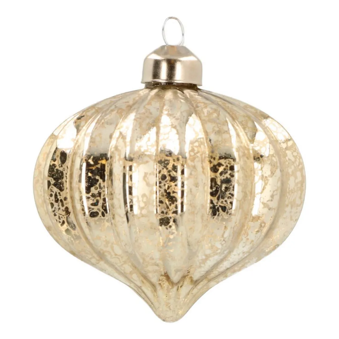 Weihnachtskugel Lampion In Zwiebelform, Champagner, Glas, 8 Cm
