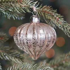 Weihnachtskugel Lampion In Zwiebelform, Champagner, Glas, 8 Cm