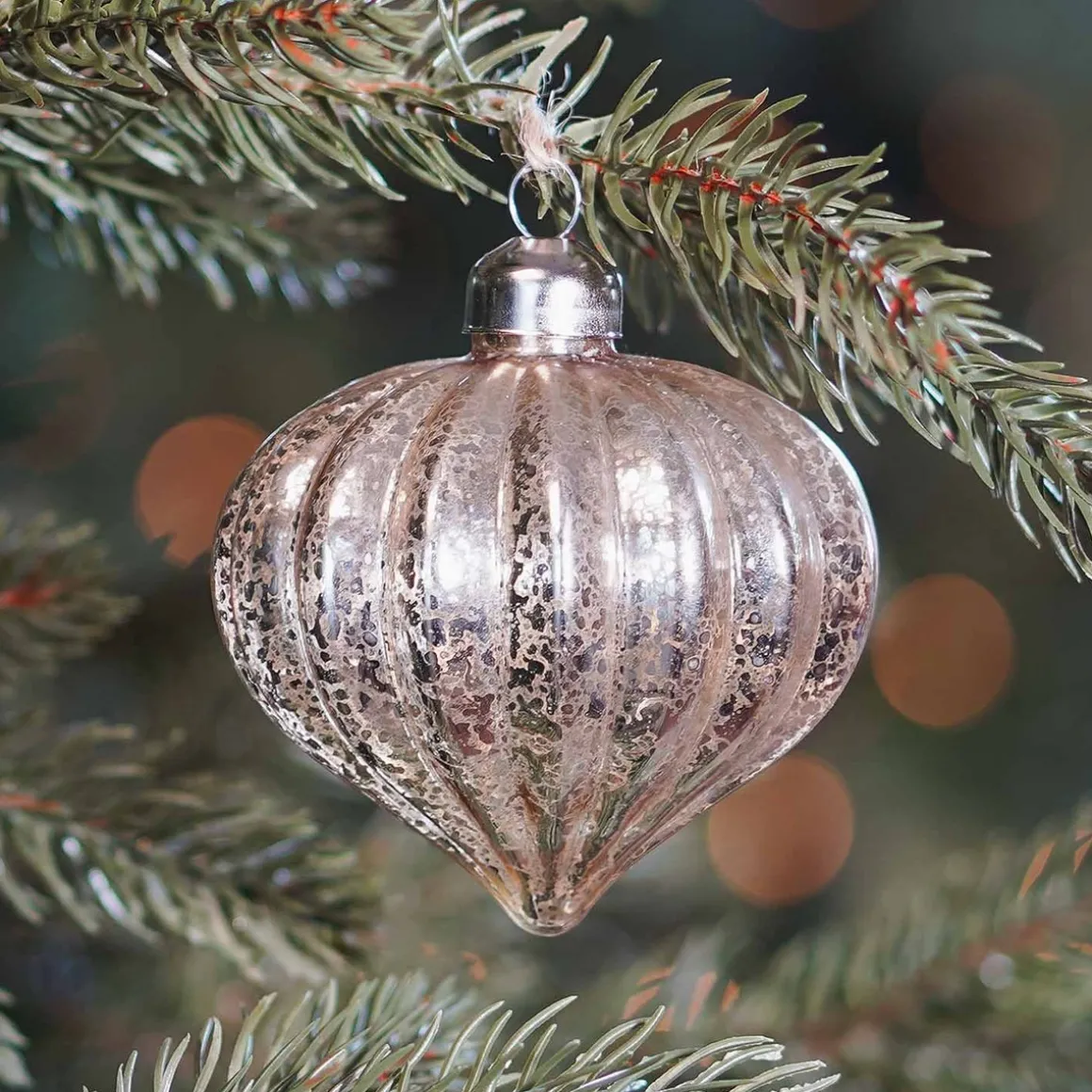 Weihnachtskugel Lampion In Zwiebelform, Champagner, Glas, 8 Cm
