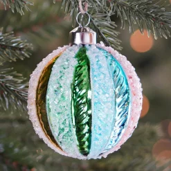 Weihnachtskugel Lampion Mit Dekoperlen, Bunt, Glas, 8 Cm