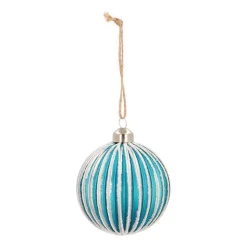 Weihnachtskugel Lampion, Petrol, Glas, 8 Cm