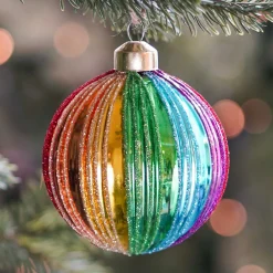 Weihnachtskugel Lampion, Regenbogen, Glas, 8 Cm