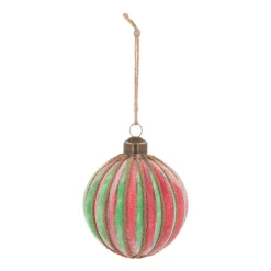Weihnachtskugel Lampion, Rot-grün, Glas, 8 Cm
