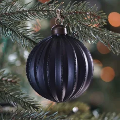 Weihnachtskugel Lampion, Schwarz, Glas, 8 Cm