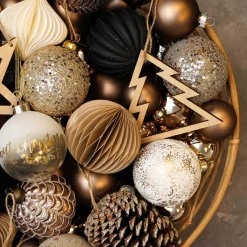 Weihnachtskugel Lampion, Schwarz, Glas, 8 Cm