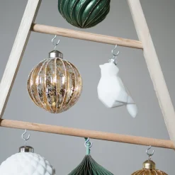Weihnachtskugel Lampion, Transparent-gold, Glas, 8 Cm