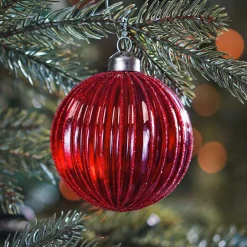 Weihnachtskugel Lampion, Transparent-beerenfarben, Glas, 8 Cm