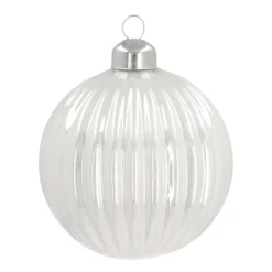 Weihnachtskugel Lampion, Weiß, Glas, 8 Cm