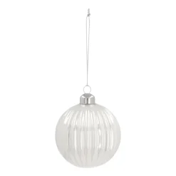 Weihnachtskugel Lampion, Weiß, Glas, 8 Cm