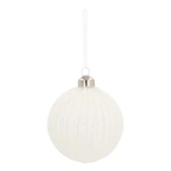 Weihnachtskugel Lampion, Weiß, Glas, 8 Cm
