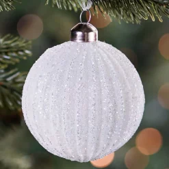 Weihnachtskugel Lampion, Weiß, Glas, 8 Cm