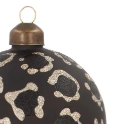 Weihnachtskugel Leoprint, Schwarz, Glas, 8 Cm