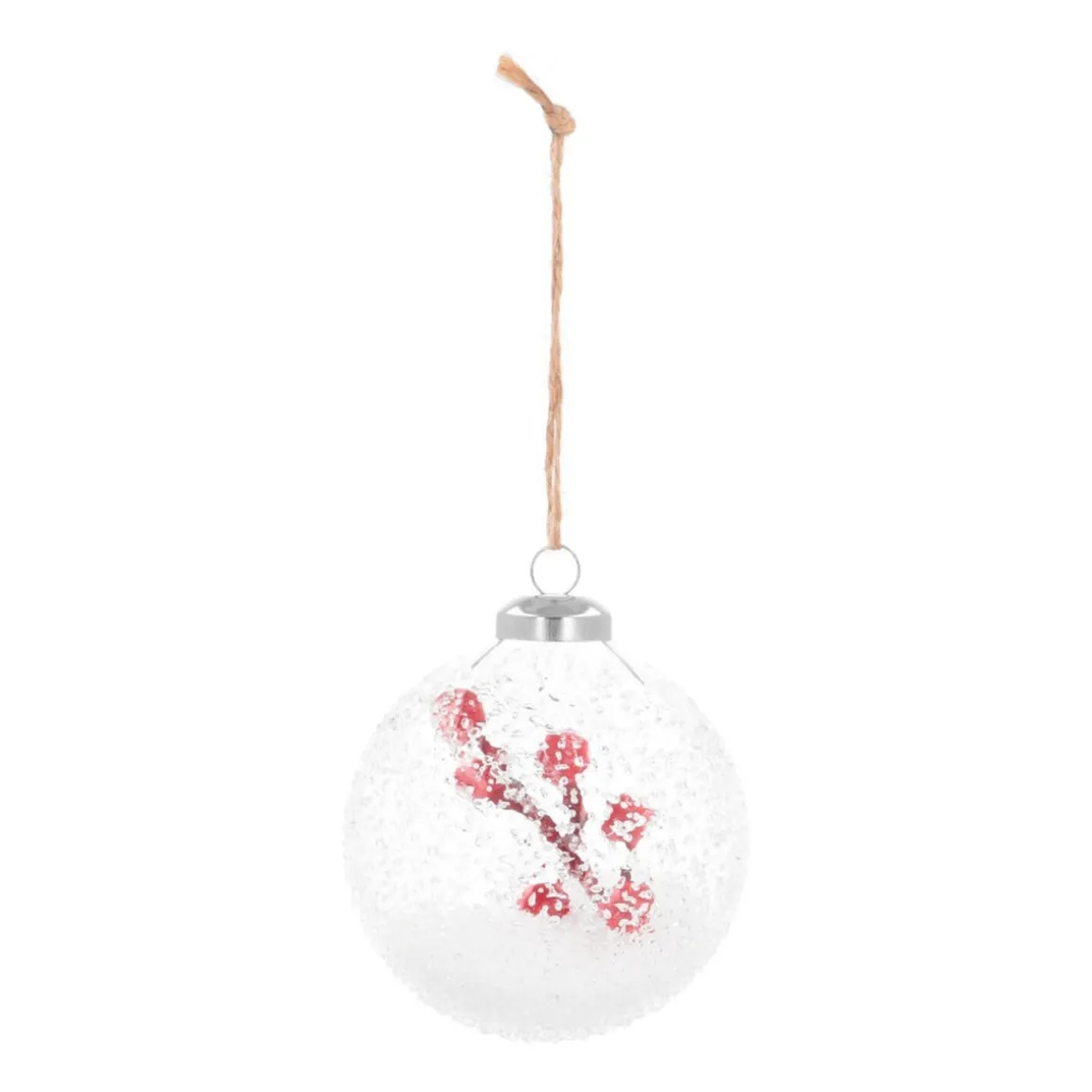 Weihnachtskugel Mit Beeren, Transparent, Glas, 8 Cm