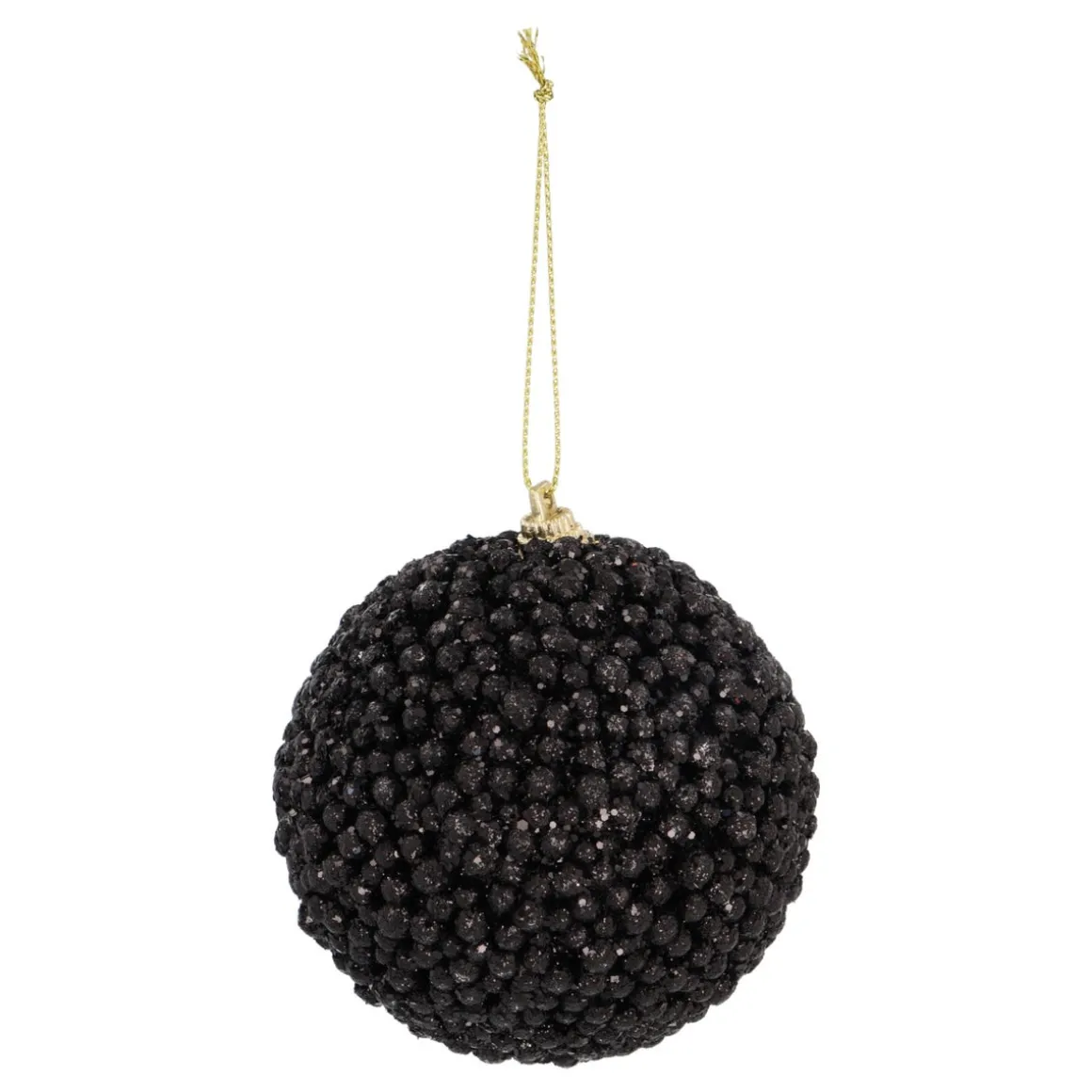 Weihnachtskugel Mit Dekoperlen, Schwarz, Kunststoff, 8 Cm