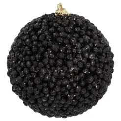 Weihnachtskugel Mit Dekoperlen, Schwarz, Kunststoff, 8 Cm