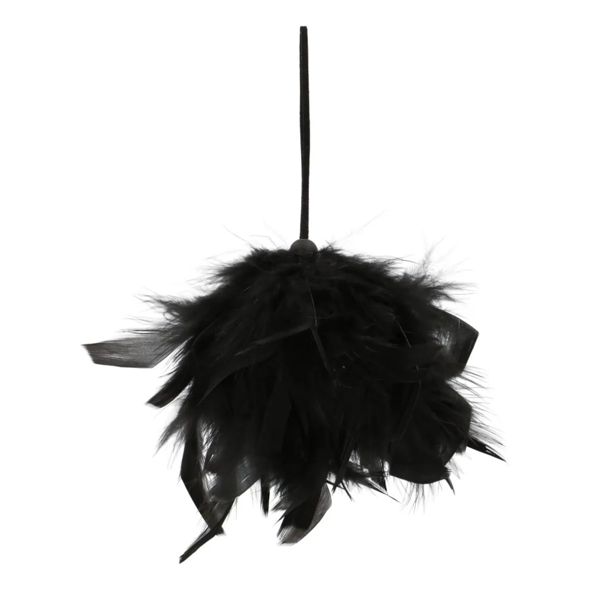 Weihnachtskugel Mit Federn, Schwarz, Kunststoff, 8 Cm