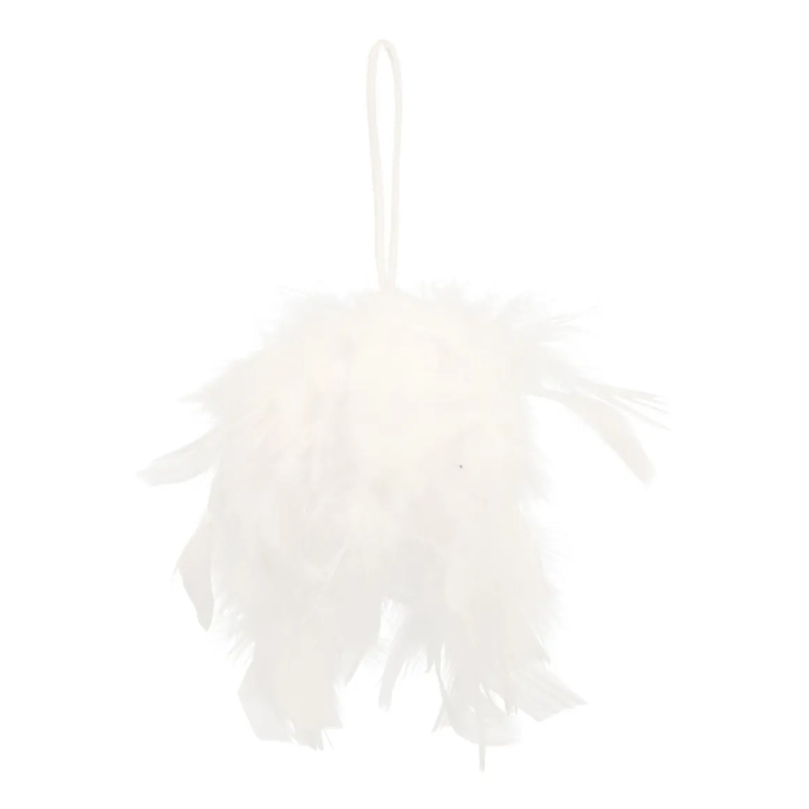 Weihnachtskugel Mit Federn, Weiß, Kunststoff, 8 Cm