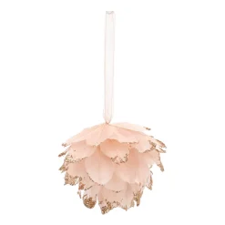 Weihnachtskugel Mit Federn, Rosa, Kunststoff, 9 Cm